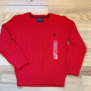Polo by Ralph Lauren Boys Red Cable Knit Sweater
